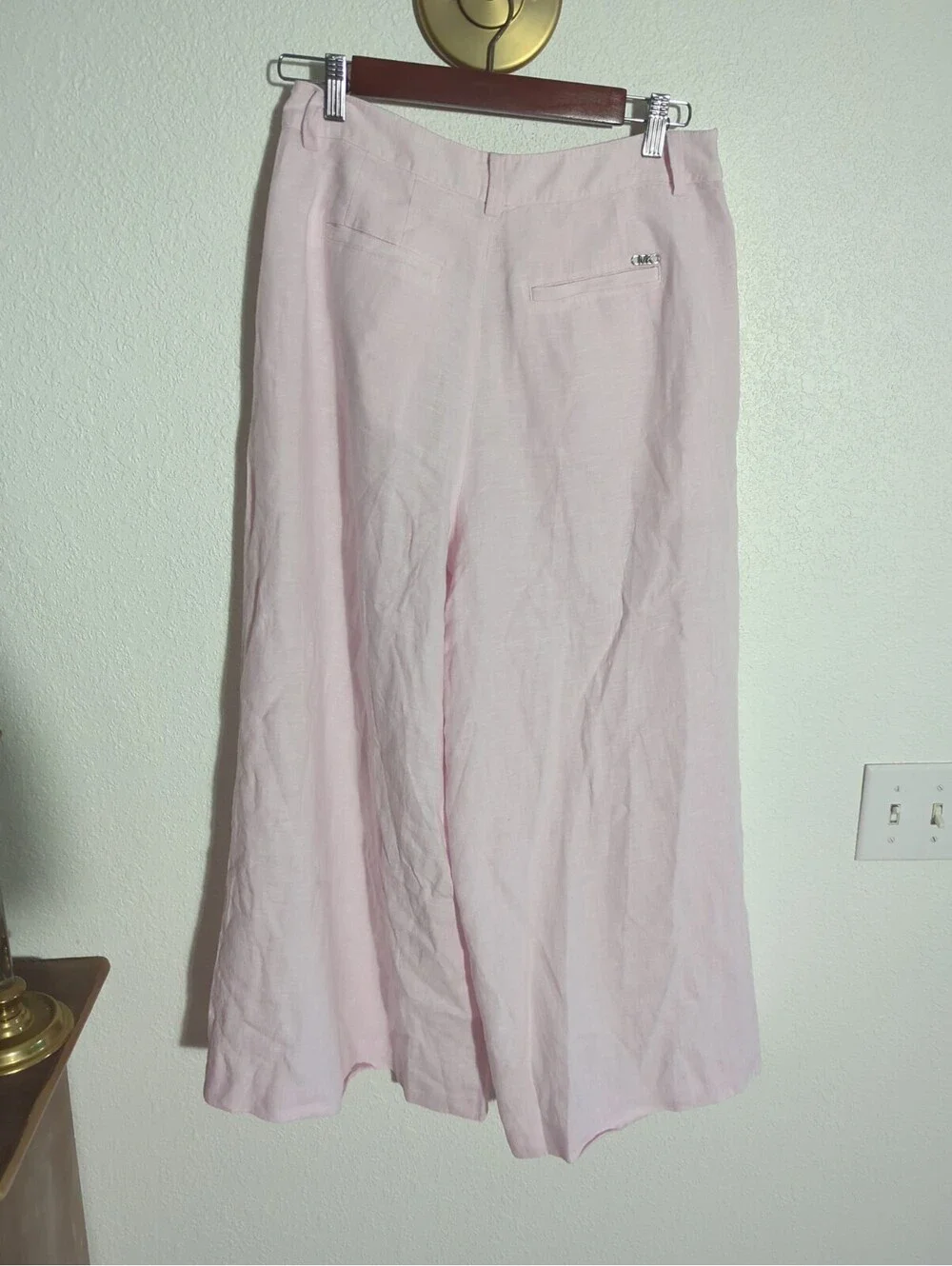 MICHAEL KORS Pleated 100% Linen Wide Leg Pants Women's Size 4 Bouquet
